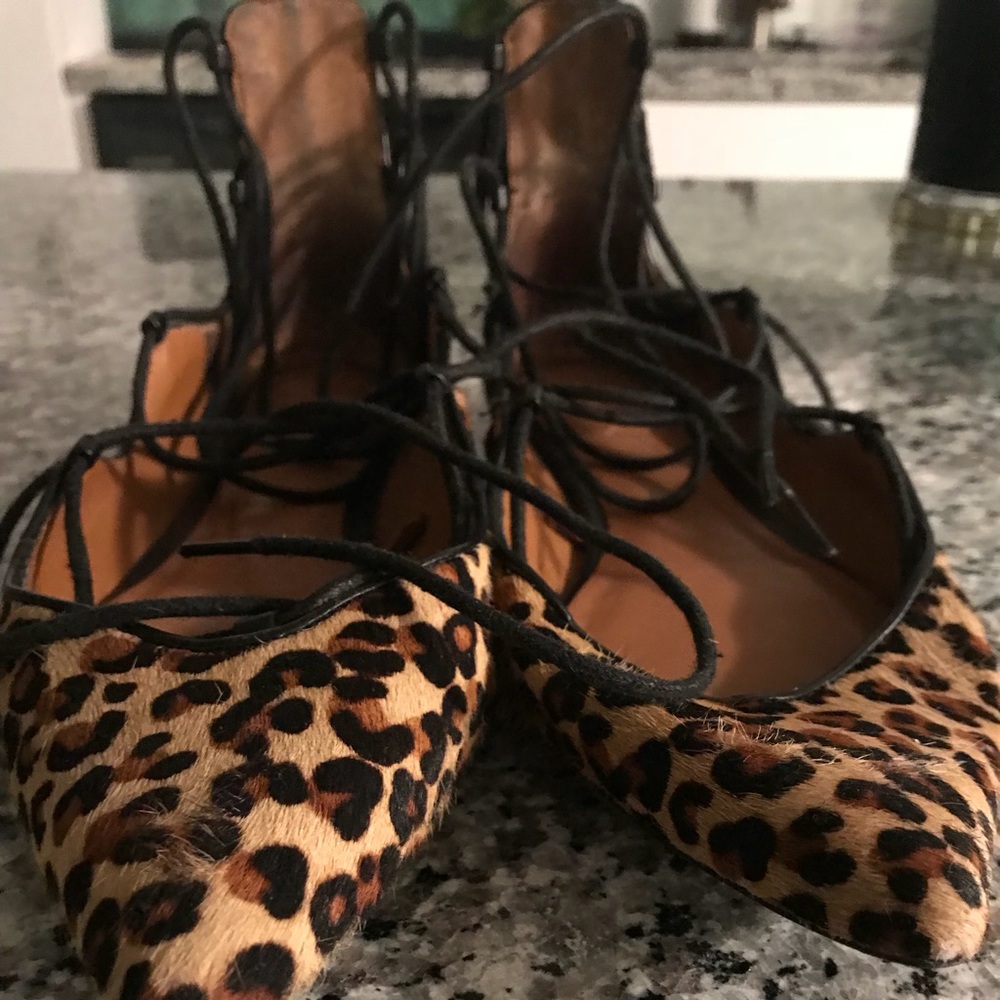 Zara Lace Up Cheetah Flats